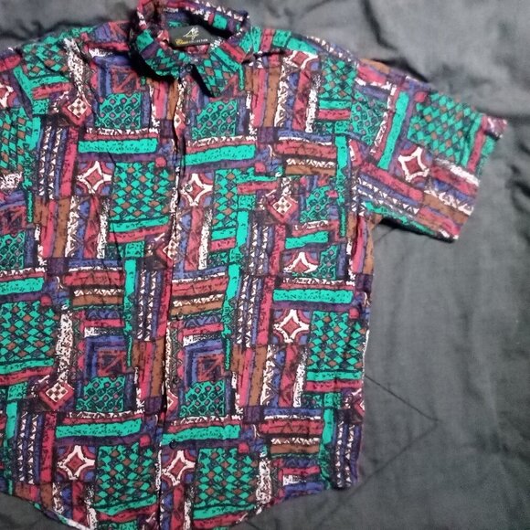 Vintage Michael James Abstract Geometric Button Shirt - Picture 3 of 7